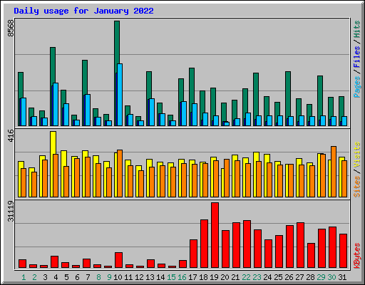 Daily usage for January 2022