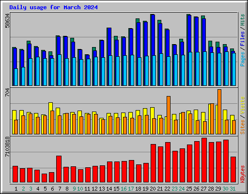 Daily usage for March 2024