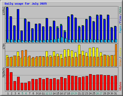 Daily usage for July 2025