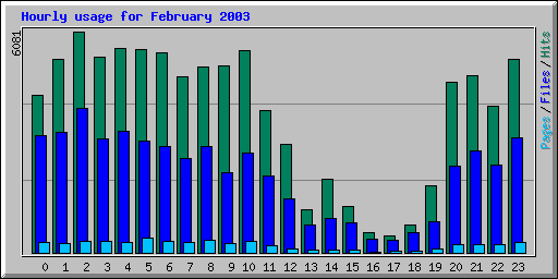 Hourly usage for February 2003